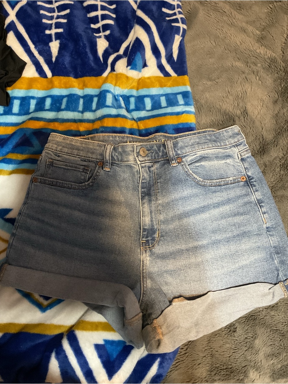 American Eagle Outfitters Light Blue Rolled-Hem Denim Shorts